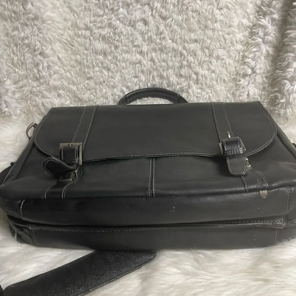Heritage Columbian Leather black Dual Compartment 16” Portfolio Laptop Bag